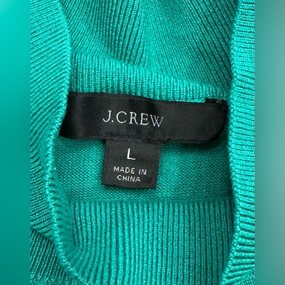 J.Crew Mockneck Silk-Blend Sweater with Ribbed Trim - Bright Alpine - Picture 8 of 11